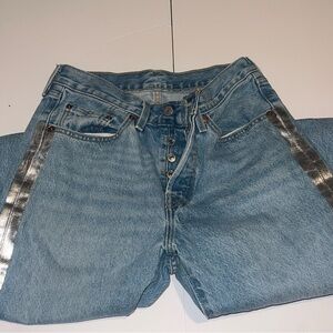 Women’s Levi 501 Blue Jeans with Silver Accents